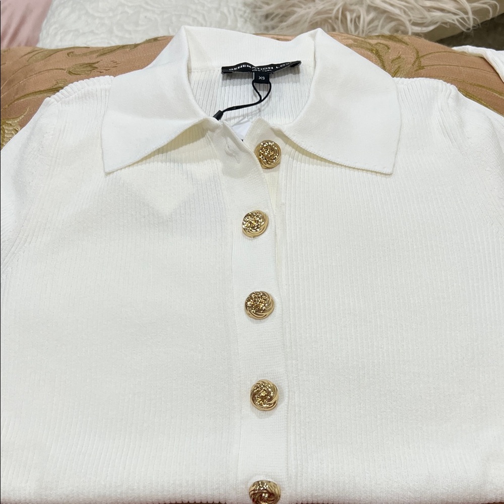 Generation Love White Sweater with Gold Buttons - Picture 5 of 5